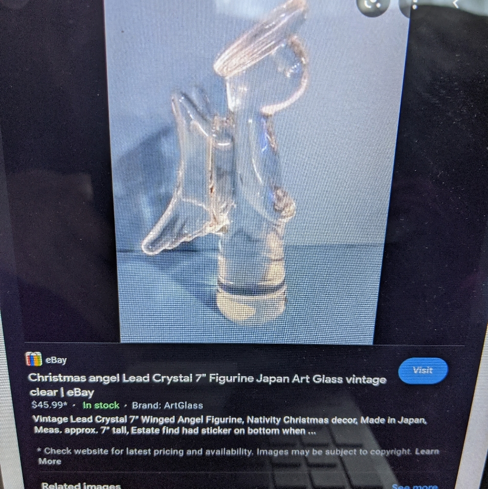 Vintage Christmas Angel Lead Crystal Figurine
